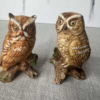 Vintage Napcoware Owl Figurines Set of 2, Taiwan Ceramic Owls, Mid Century Decor