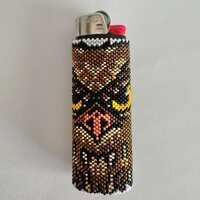 Beaded owl lighter case