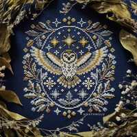 Barn Owl Cross Stitch Pattern, Winter Woodland Bird and Starry Night Embroidery (PDF Pattern)