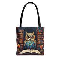 Wise Owl Reading Tote Bag | Library Art