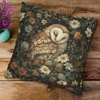 Owl Pillow, Sleeping Owl Pillowcase, Woodland Animal Sofa Cushion, Owl Lover Home Decor