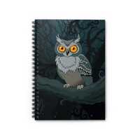 Wide-Eyed Owl Spiral Notebook | Ruled Journal, Night Forest Illustration