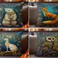 Autumn Animal Cushion Cover, Fox, Owl, Rabbit, Polar Bear (Rectangle)