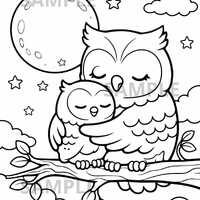 Mother&rsquo;s Day Mama Owl Coloring Page, Mom and Baby Owl Hugging, Kids Mothers Day Coloring Sheet