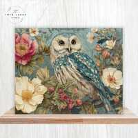 Vintage Floral Owl Jigsaw Puzzle Cottagecore Bird Lover Gift Aesthetic Botanical Art Game Nature Ill