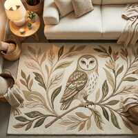 Hand Tufted Owl Wool Rug – Botanical Woodland Nursery Decor