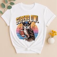 Superb Owl Shirt, Funny Super Bowl Pun Tee, Cute Football Owl T-Shirt, Animal Sports Fan Gift, Vinta