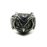 Vintage Sterling Silver Figural Owl 3-D Ring Band Size 6