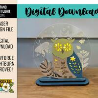 Owl Stand Night Light - Fairy Light or LED Lamp SVG - Laser Cut File [Digital File Only]