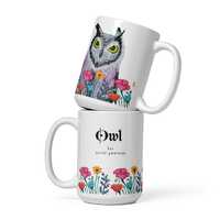 Owl Mug | Floral Coffee Cup | Valentines Day Gift | Ceramic tea cup