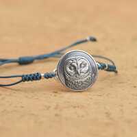 Sterling silver owl bracelet. Wax seal jewelry.Mens bracelet.Owl Mystery adjustable