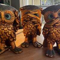 Vintage set of 3 Owls - See no Evil, Hear no Evil, Speak no Evil