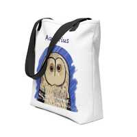 Aquarius Owl Zodiac Market Tote Bag - GrungePup Sarcastic Star Sign (All-Over Print)