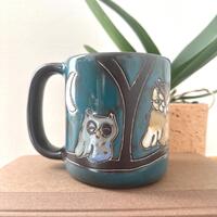 Handcrafted Mara of Mexico Stoneware Owl Mug | Etched & Glazed Pottery | 16 oz