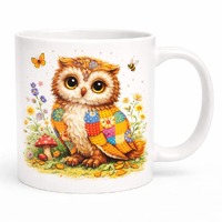 Patchwork Owl Mug Brew Crew Gifts 11oz Ceramic White Dishwasher Safe