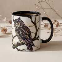 Stained Glass Owl Mug, Wildlife Bird Lovers Gift, Nature Vibe