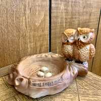 Vintage 1970’s Ceramic Owl Nest Ashtray or Trinket Tray