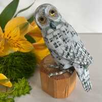 Owl Hand Carved Hand Painted Wooden 1970’s. Marked Marked Peoples Republic of China.