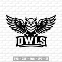 Owls Sports Team Logo Svg | Owls Mascot Png | Baseball, Basketball, Football, Soccer | Silhouette | 