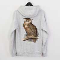 Vintage Eagle Owl Illustration Hoodie, Bird of Prey Hooded Sweatshirt