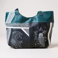 Mystical Owl XL Handbag, One of a Kind Purse, Custom Embroidered Gift