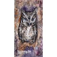 Hand Painted Owl: Original Watercolor Wild Bird Art (12x6) by KuchmiyArt