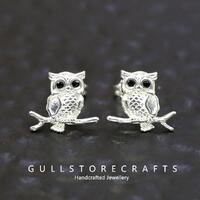 Sweet Sage Owl Studs, Detailed Owl Silhouette in 925 SterlingSilver, Playful Yet Sophisticated Every