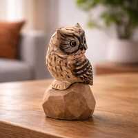 Handcrafted Wood Owl Statue - Rustic Forest Bird Carving for Home Decor - Unique Owl Figurine for Bo