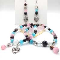 Pride Beaded Bracelet Earring Set: LGBTQIA+ Owl Charm Jewelry