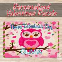 Personalized Kids Valentines Puzzle|Cute Owl Valentine Puzzle|Kids Valentine Puzzle|Valentines Gift|