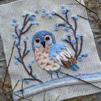 Winter Woodland Owl Wool Appliqu&eacute; Embroidery DIGITAL Download PDF PATTERN Handmade Michelle P