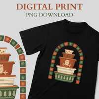 Retro Owl Nesting Bowls PNG, Boho Kitchen Print (Digital Download)