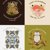 Moda Gingiber Night Owl Panel 36" x 44" ~ 100% Cotton Fabric ~ Inspirational Quotes Emily