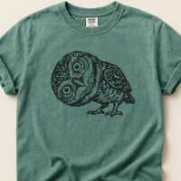 Curious Owl T-Shirt – Cute Head Tilt Owl Graphic, Vintage Woodland Bird Tee, Comfort Colors Un