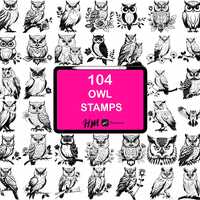 Owl Procreate Stamps, Bird Brushes, Wildlife Illustration, Animal Line Art, Tattoo Design Set