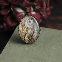 Owl Brooch : Barn Owl, Owl Badge Pin, Owl Jewelry, Vintage Brooches for Women,Animal Brooch,Woodland