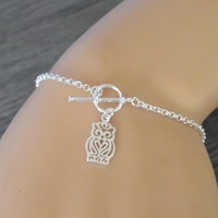Owl Toggle Clasp Bracelet Sterling Silver
