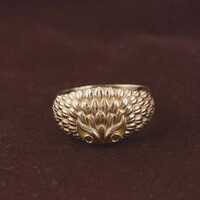 Copy Brass RiGold Tone Owl Ring Adjustable Owl Face Statement Ring Vintage Animal Jewelry Unisex Gif