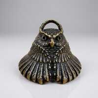 Vintage Brass Owl Bell Figurine &ndash; Small Retro Desk Ornament, Rustic Home Decor  H0034