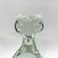 Vintage Art Glass Owl Figurine Clear Bubble Glass Hand Blown 5&rdquo; Paperweight