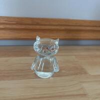 Vintage Owl Glass Figurine Clear Glass