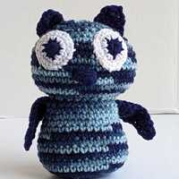 Crocheted Blue Owl, Huggable and Kid-friendly