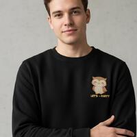 Organic Let's go Party Owl Embroidered Sweatshirt – Unisex Cotton Crewneck - Personalized