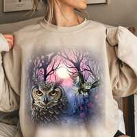 Owl Sweatshirt Vintage Wildlife Graphic Crewneck, Forest Bird Sweater, Nature Lover Gift, Barn Owl G