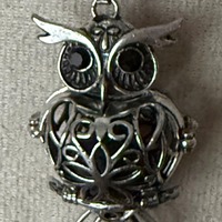 Ornate Owl Locket Necklace: Lava Stone Diffuser Pendant