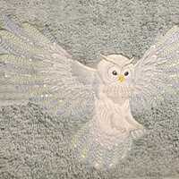 Embroidered Snowy Owl Hand Towel: Boho Style
