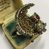 Vintage Owl ring, Moon and Owl Ring Butler and Wilson Ring, Owl Jewellery, fantastic rare collector&