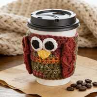 Owl Cup Cover,Crochet Pattern PDF,Coffee Sleeve,Easy Crochet,Reusable Cozy,Instant Download