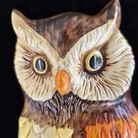 Vintage Lefton Owl Wall Plaque Mid-Century Ceramic Japan MCM Owl Hanging
