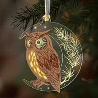 Owl and pine cone LED Ornament Laser Cut File (Digital Download)
